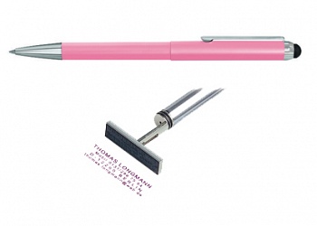Ручка стилус з штампом, рожевий корпус