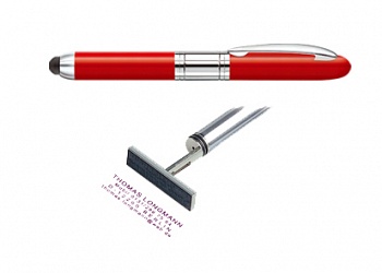 Ручка міні-стилус з штампом, червоний корпус( флеш)