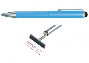Ручка стилус з штампом, блакитний  корпус