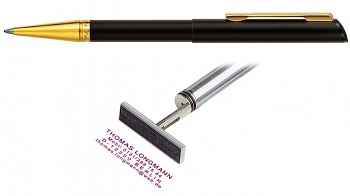 Ручка,  чорний корпус з позолоченим наконечником (флеш)