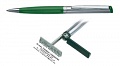 Ручка "Волна" со штампом, пластиковый, зеленый корпус с металлическим наконечником