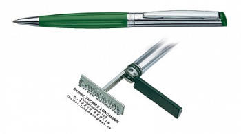 Ручка "Хвиля"  з штампом, пластиковий, зелений корпус з металевим наконечником