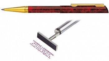 Ручка мармурово-червоний корпус з позолоченим наконечником (флеш)